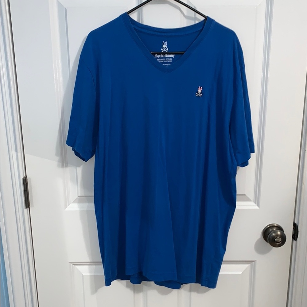 Psycho Bunny Size 7 Blue Short Sleeve V-Neck Tee